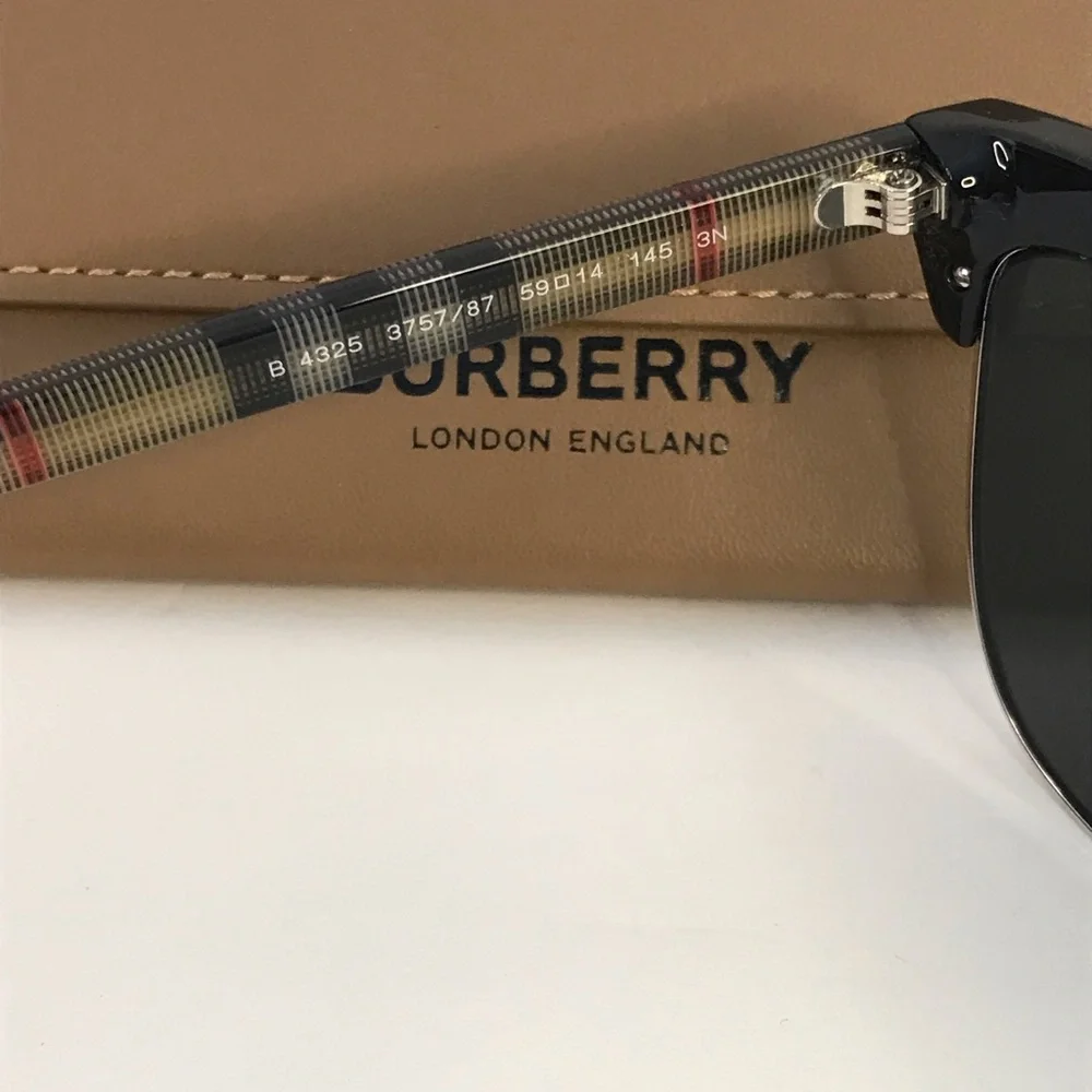New Authentic Burberry William Grey Browline Men's Sunglasses BE4325 375787 59.